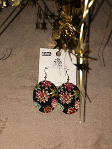 Oval Flowers Print Earrings