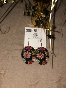 Oval Flowers Print Earrings