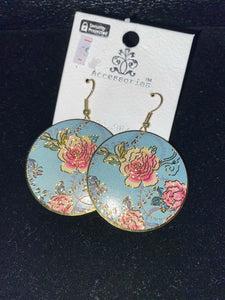 Baby Blue Flowers Print Earrings