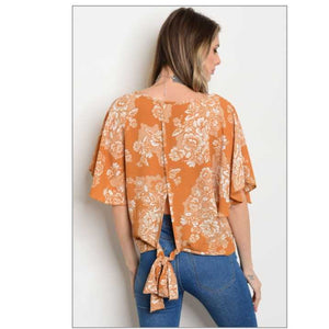 Floral Back Tie Top