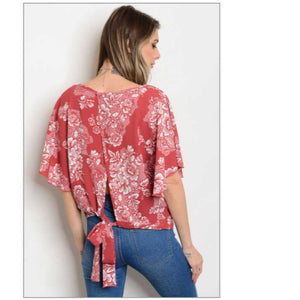 Floral Back Tie Top